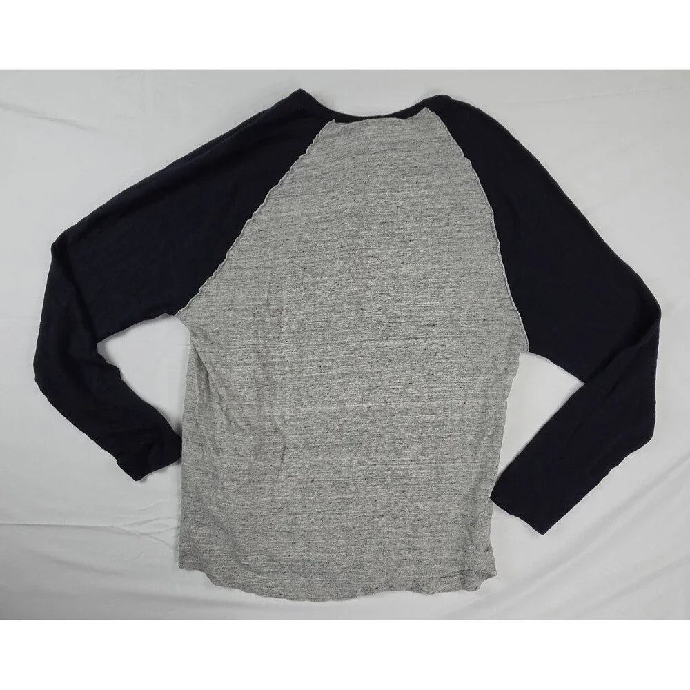 True Religion Raglan Henley Shirt Men’s 3XL Grey Thermal 4-Button Long Sleeve